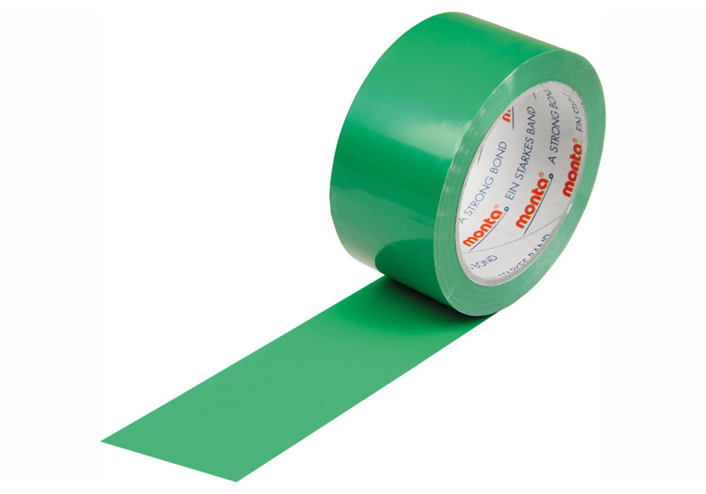 Taśma klejąca z PVC monta 250, zielona, szer. 50 mm x 66 mb, grubość 57 µ - 1