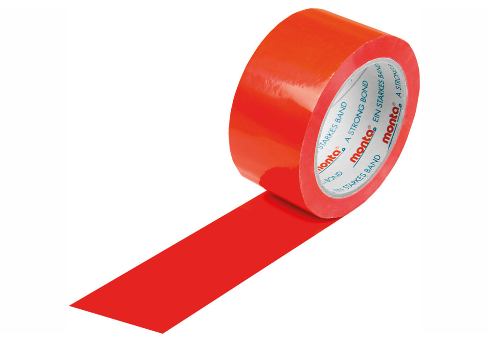 monta PVC tape 250, rød, 50 mm bred x 66 rm, tykkelse 57µ - 1