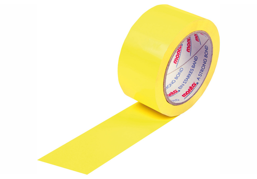 Cinta adhesiva PVC monta 250, amarillo, 50 mm ancho x 66 rm, espesor 57µ - 1
