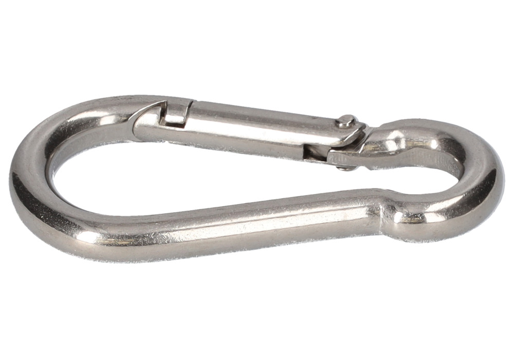 Carabiner, for dip tank, in stainless steel V2A, 50 x 5 mm, 8 mm, DIN5299C - 11