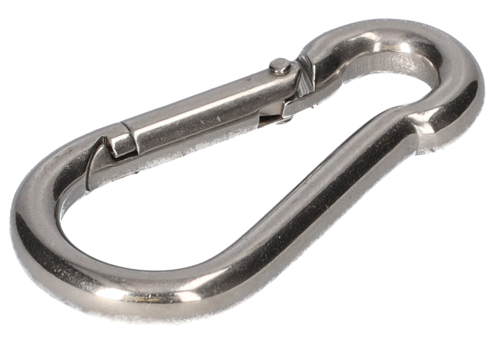 Carabiner, for dip tank, in stainless steel V2A, 50 x 5 mm, 8 mm, DIN5299C - 1
