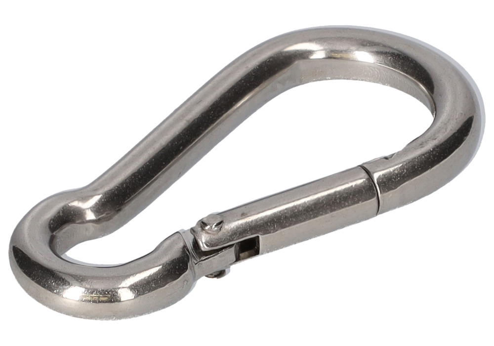 Carabiner, for dip tank, in stainless steel V2A, 50 x 5 mm, 8 mm, DIN5299C - 8