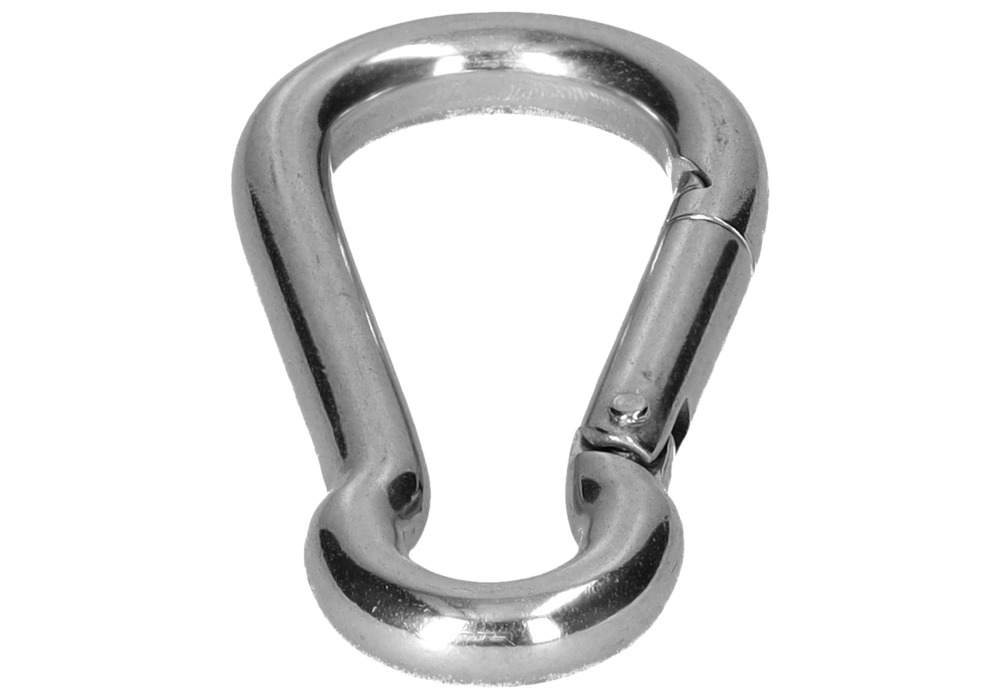 Carabiner, for dip tank, in stainless steel V2A, 50 x 5 mm, 8 mm, DIN5299C - 7