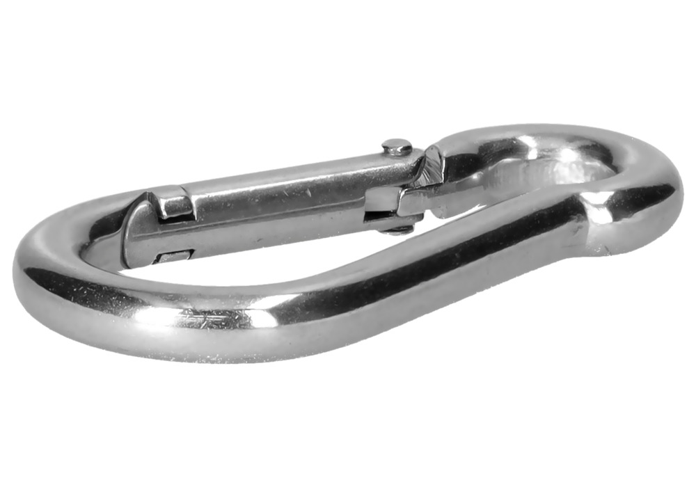 Carabiner, for dip tank, in stainless steel V2A, 50 x 5 mm, 8 mm, DIN5299C - 6