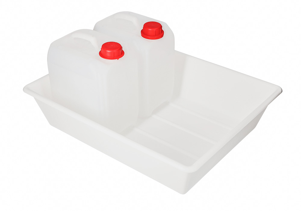 Laboratory tray, polypropylene, for environmentally hazardous substances, 10 litre capacity, white - 1
