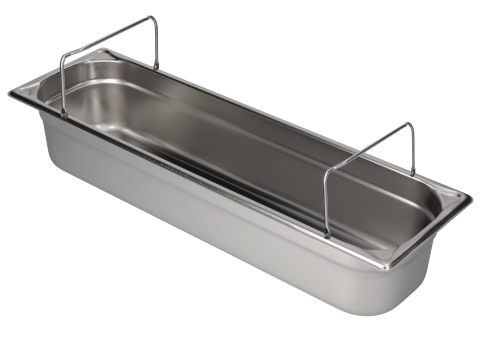 Spill tray for small containers GN-B 2/4-100, stainless steel, with handle, 6 litre capacity - 3