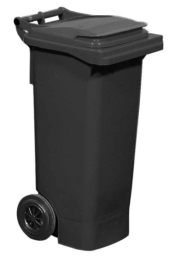 Cubo de basura con ruedas en plástico, volumen de 80 litros, antracita - 1