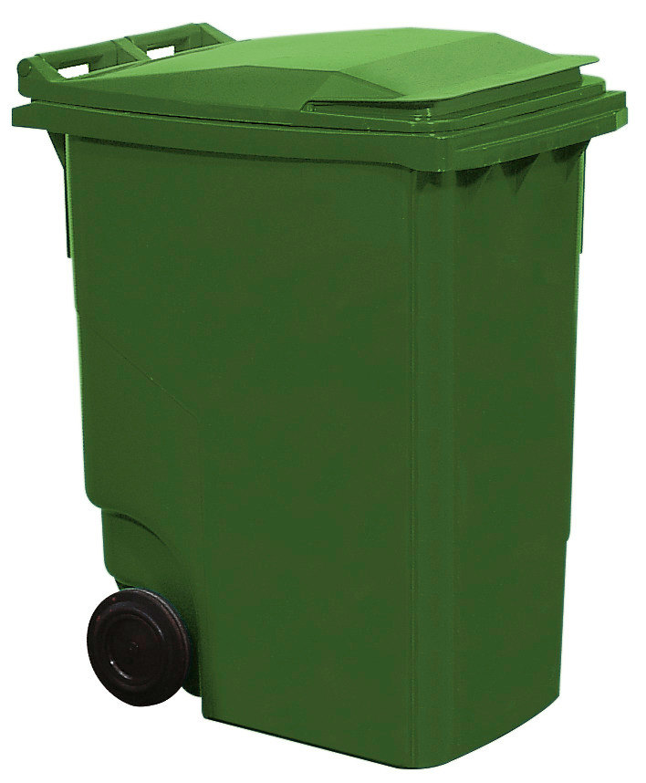 Contentor do lixo grande móvel em plástico, volume de 360L, verde - 1