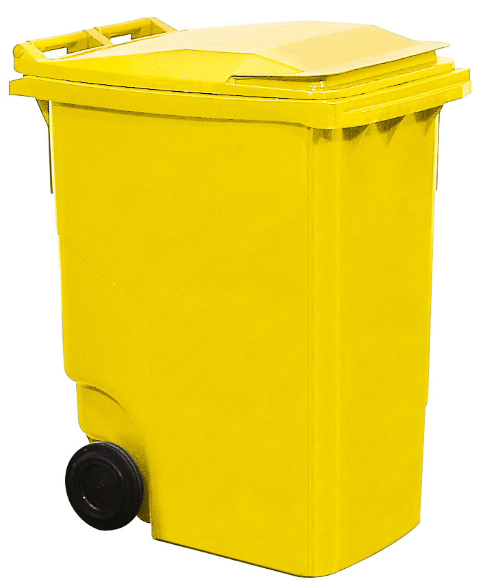 Cubo de basura con ruedas en plástico, volumen de 360 litros, amarillo - 1