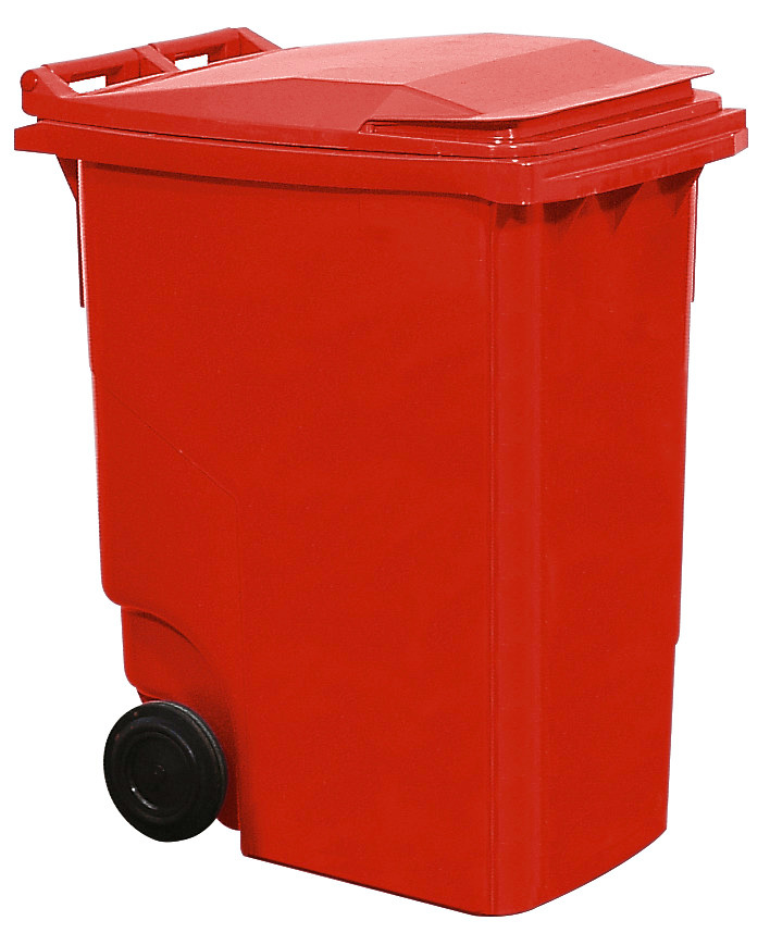 Cubo de basura con ruedas en plástico, volumen de 360 litros, rojo - 1