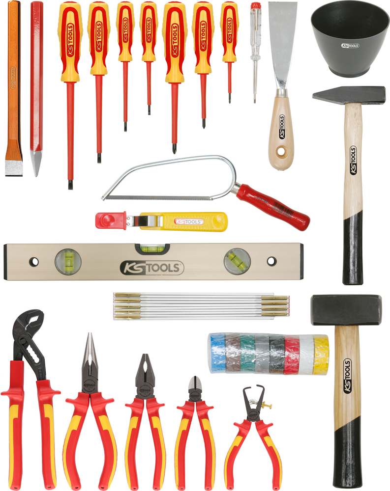 KS Tools Elektriker-Werkzeugkoffer, Basic, 1000 V, 30-teilig, Rinderlederkoffer - 1