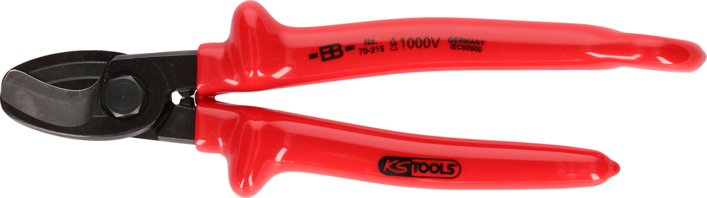 KS Tools one-handed cable shears, 1000 V, with safety eyelet for safety line, dip insulation - 1