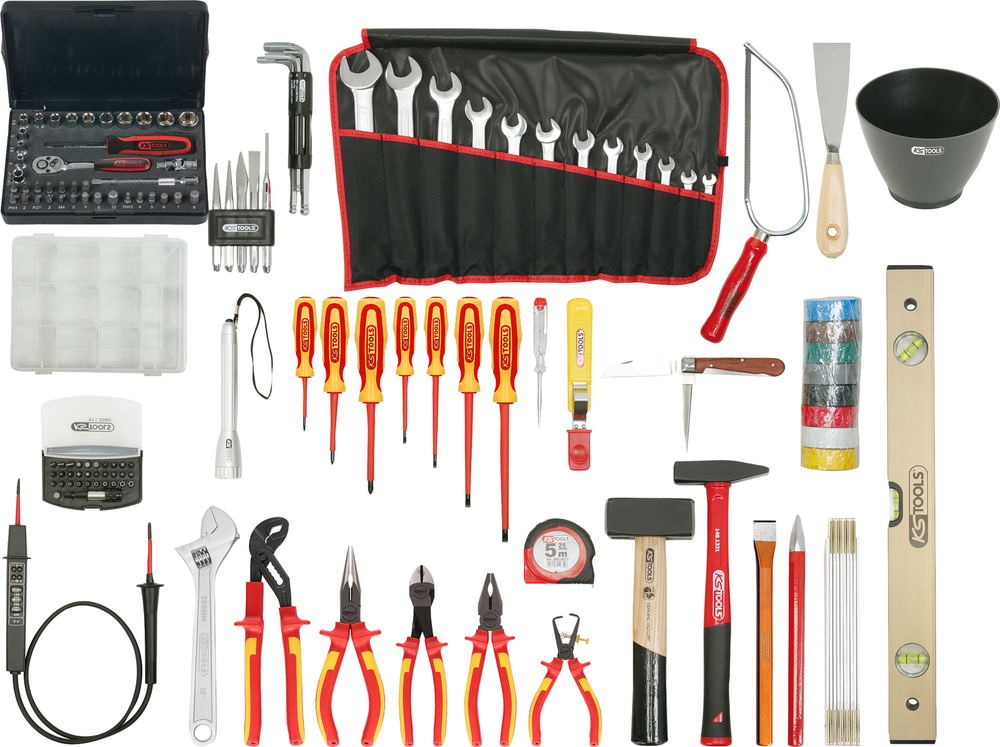 Kožený kufřík s elektrikářským nářadím KS Tools, Premium, 1000 V, 132 kusů, nylonová taška - 1