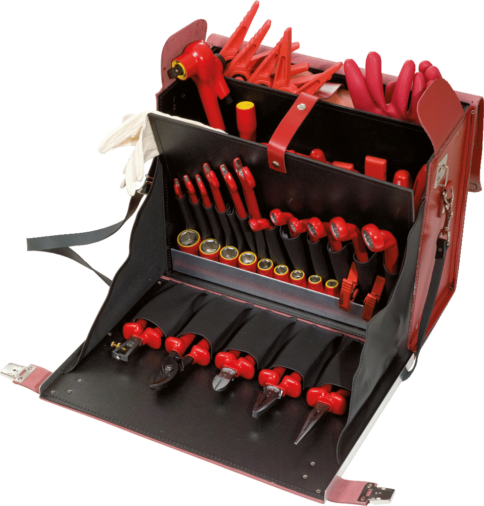 KS Tools electrician's tool box, professional, 1000 V, 53 pieces, cowhide case, dip insulation - 1