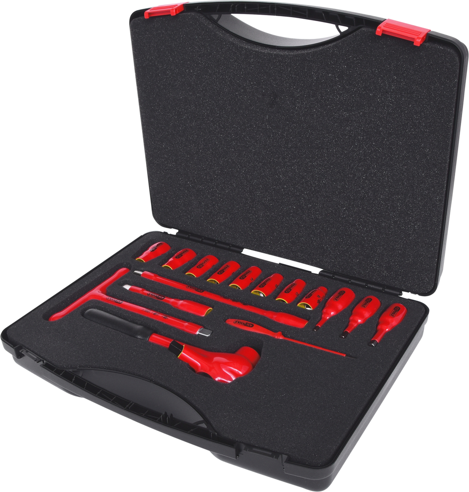 KS Tools 1/2 dugókulcs készlet, 1000 V, 10-24 mm, 16 részes, műanyag koffer, mártott védőszigetelés - 1