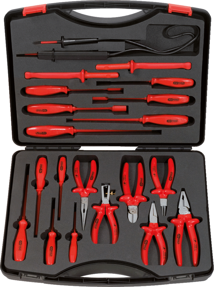 KS Tools electrician's tool box, 1000 V, 20 pieces, plastic case, dip insulation - 1