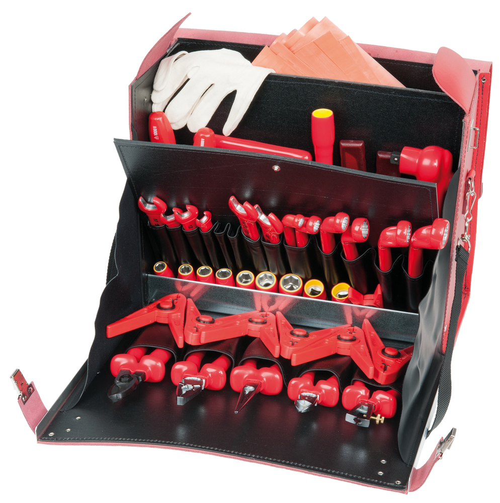 KS Tools electrician's tool box, professional, 1000 V, 55 pieces, cowhide case, dip insulation - 1