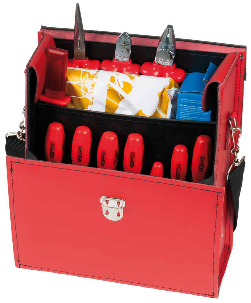 KS Tools electrician's tool box, 1000 V, 14 pieces, cowhide case, dip insulation - 1