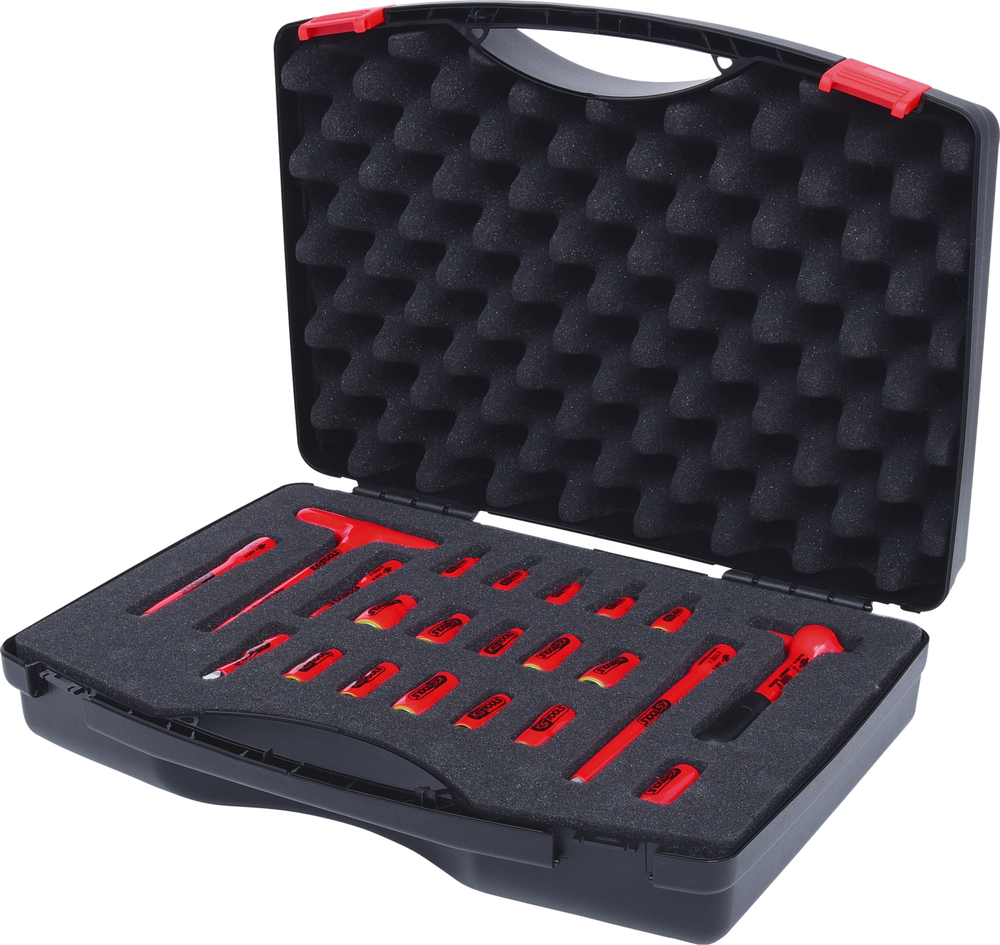 KS Tools 1/4" hex wrench set, 1000 V, 22 pieces, with reversible ratchet, plastic case - 1
