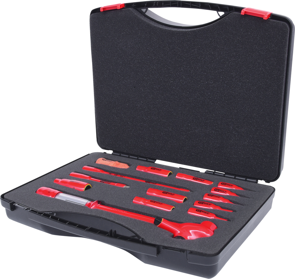 KS Tools 3/8 dugókulcs készlet, 1000 V, 14 részes, (bit-) dugókulcsfejekkel, műanyag kofferben - 1