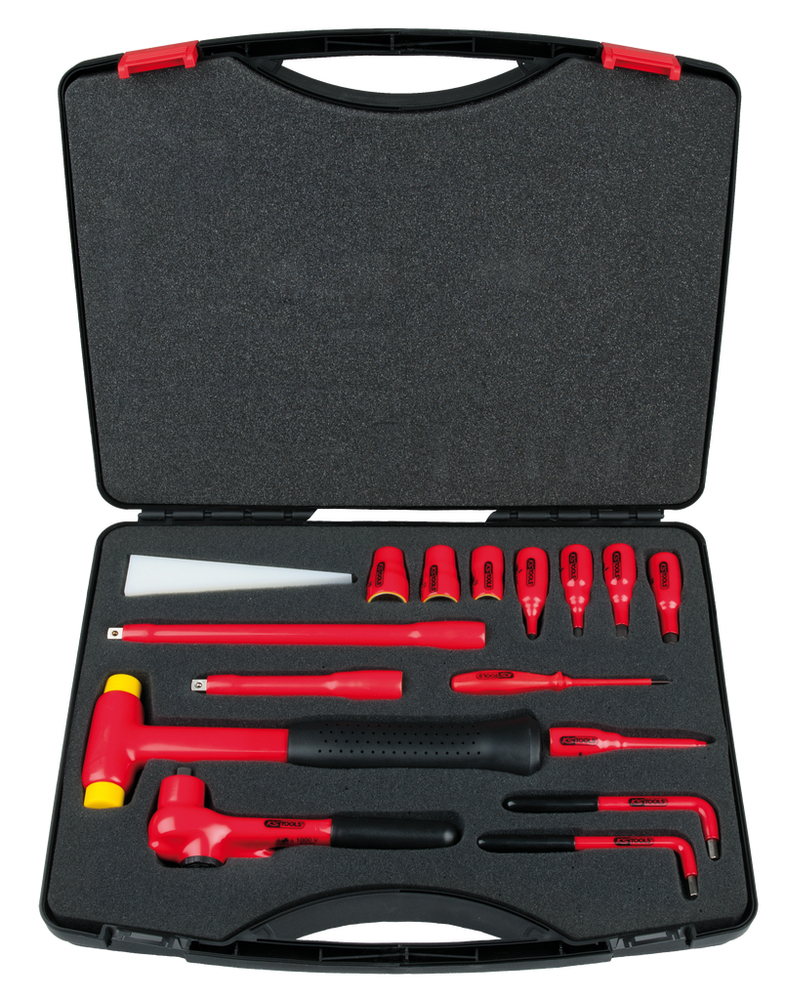 KS Tools 3/8" Steckschlüssel-Set, 1000 V, 16-teilig, mit Winkelstiftschlüsseln, Kunststoffkoffer - 1