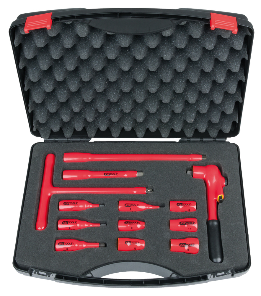 KS Tools 3/8 dugókulcs készlet, 1000 V, 13 részes, 1. vált., műanyag koffer, mártott védőszigetelés - 1