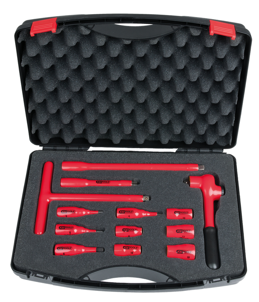 KS Tools 3/8 dugókulcs készlet, 1000 V, 13 részes, 2. vált., műanyag koffer, mártott védőszigetelés - 1