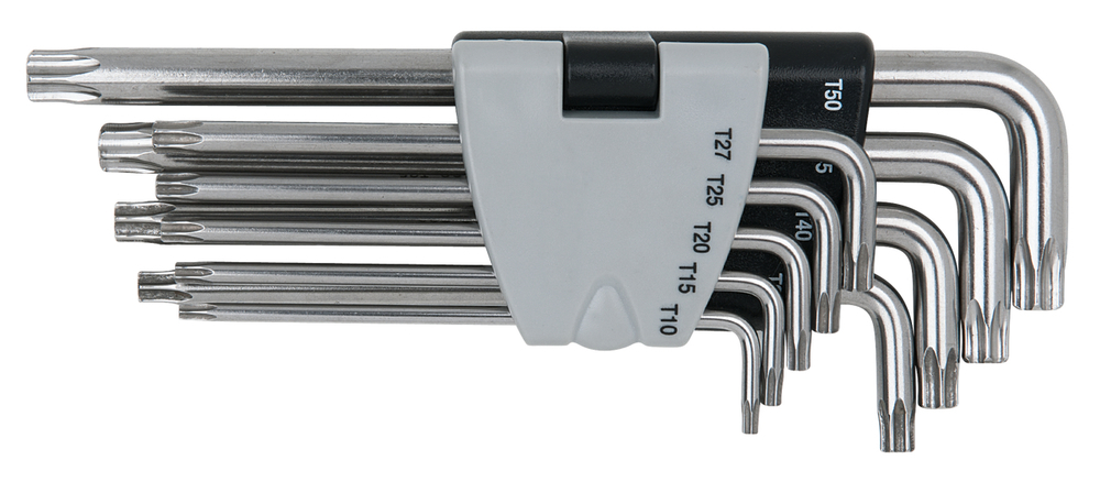 KS Tools Torx-Winkelstiftschlüssel-Set, Edelstahl, 9-teilig, lang, mit Bohrung - 1