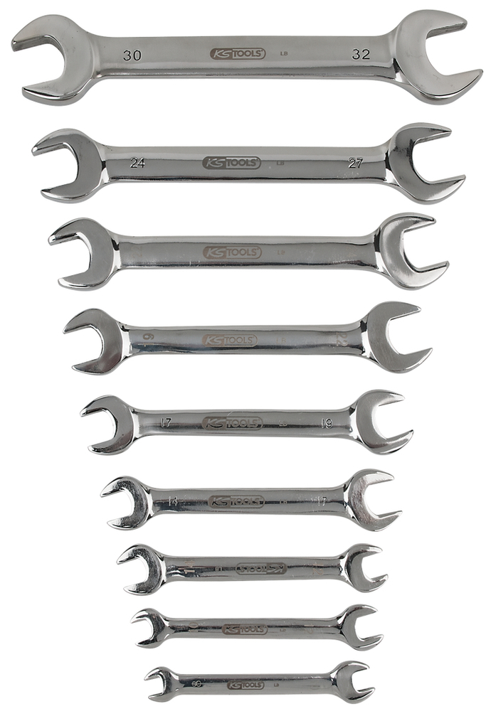 KS Tools dupla villáskulcsok, nemesacél, 9 részes, szögben hajlított, rozsdamentes és saválló - 1