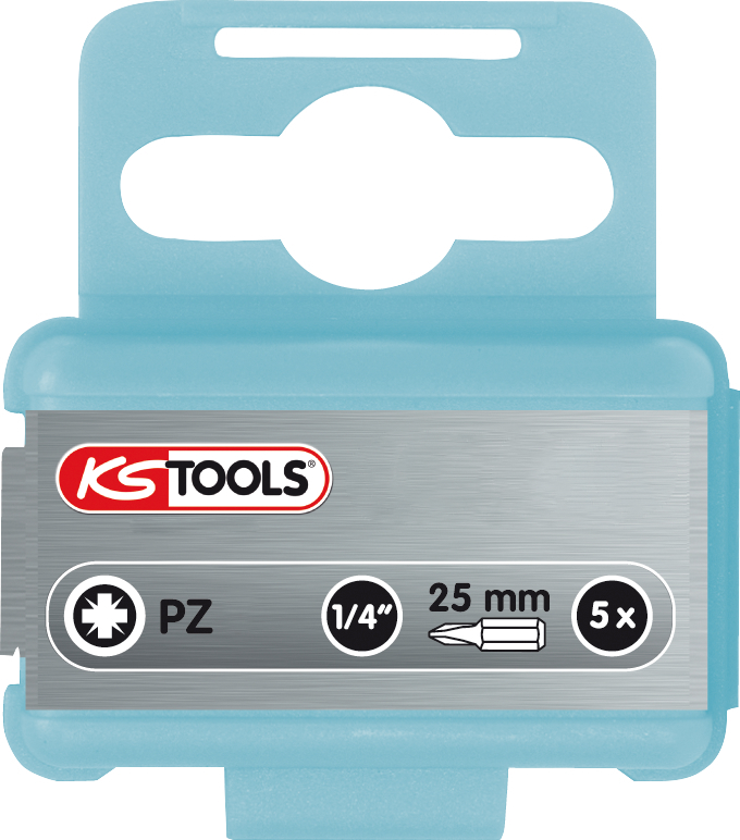 KS Tools 1/4" Bit, Edelstahl, PZ1, 25 mm, rostfrei und säurefest, 5er Pack - 1