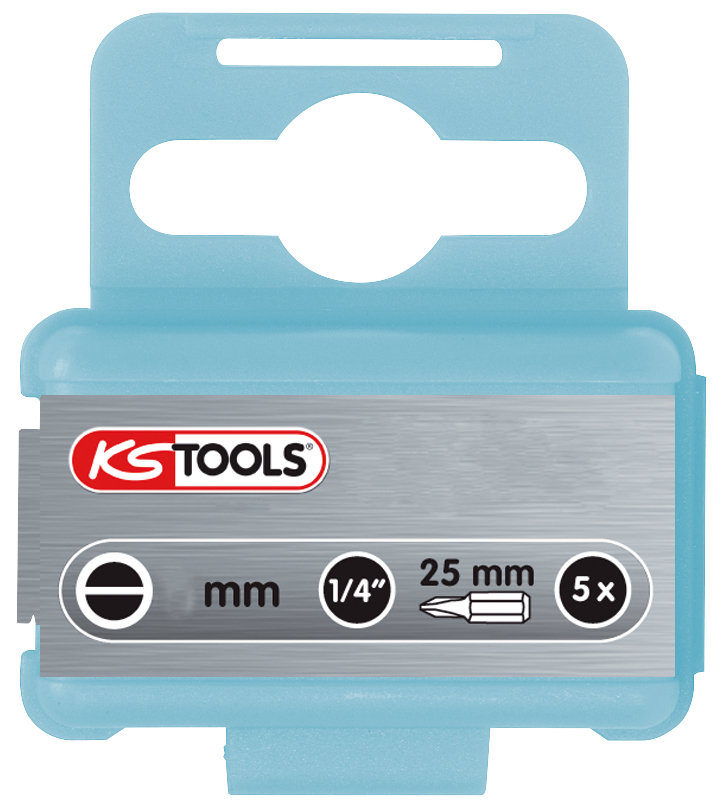KS Tools 1/4" Bit, Edelstahl, 3 mm Schlitz, 25 mm, rostfrei und säurefest, 5er Pack - 1