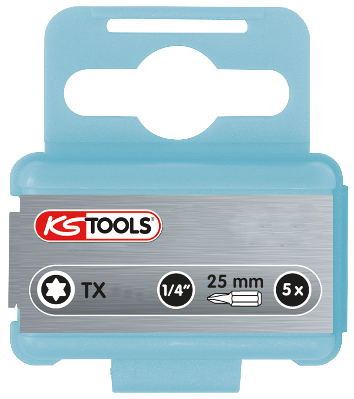 KS Tools 1/4" Bit, Edelstahl, T10 Torx, 25 mm, rostfrei und säurefest, 5er Pack - 1