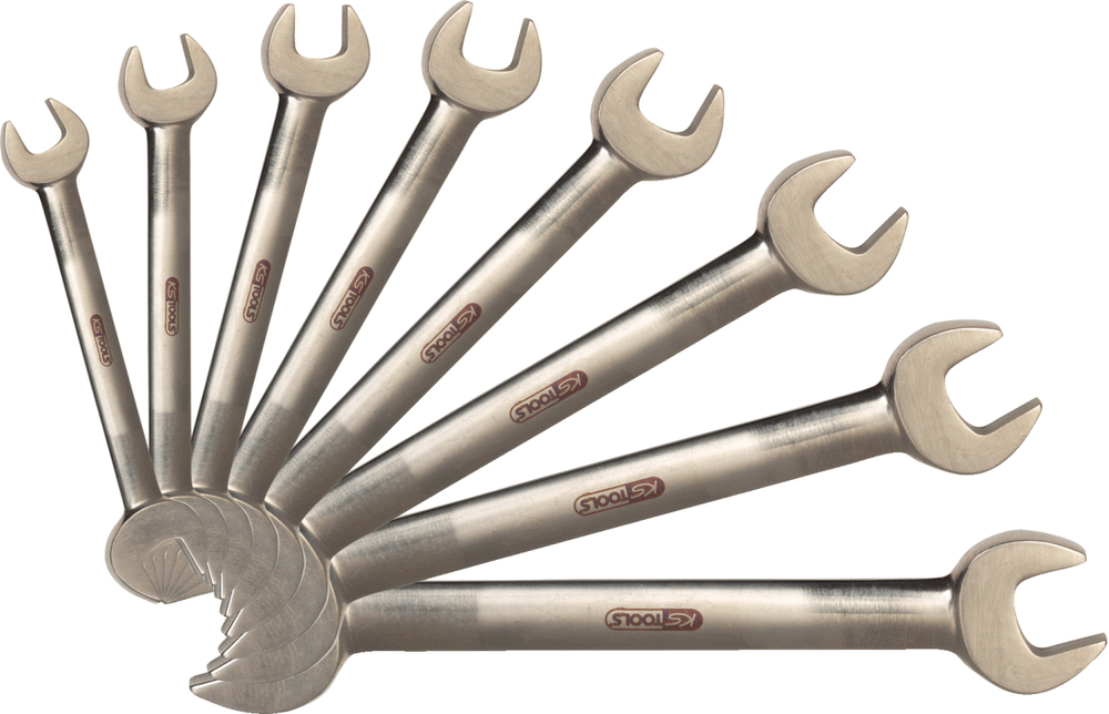Set llaves fijas dobles KS Tools, titanio, 6x7 - 17x19 mm, 8 uds, muy ligera, antimagnética - 1