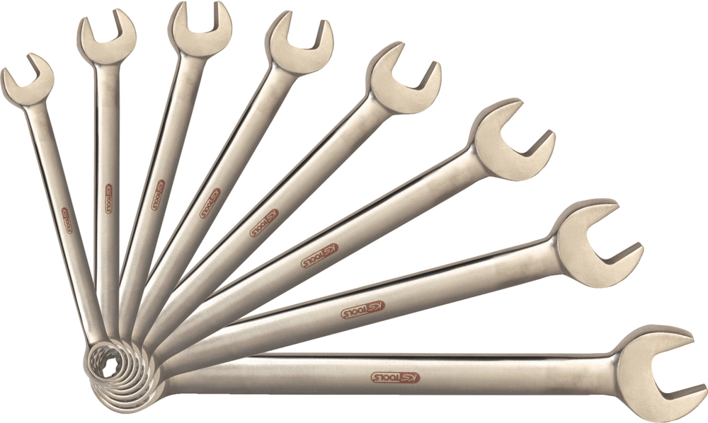 Kit de chaves combinadas luneta/boca KS Tools, titânio, 8 peças, anguladas, leves, antimagnético - 1
