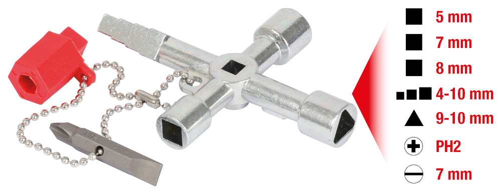KS Tools Schaltschrankschlüssel, Universal, 61 mm, mit Kette - 2