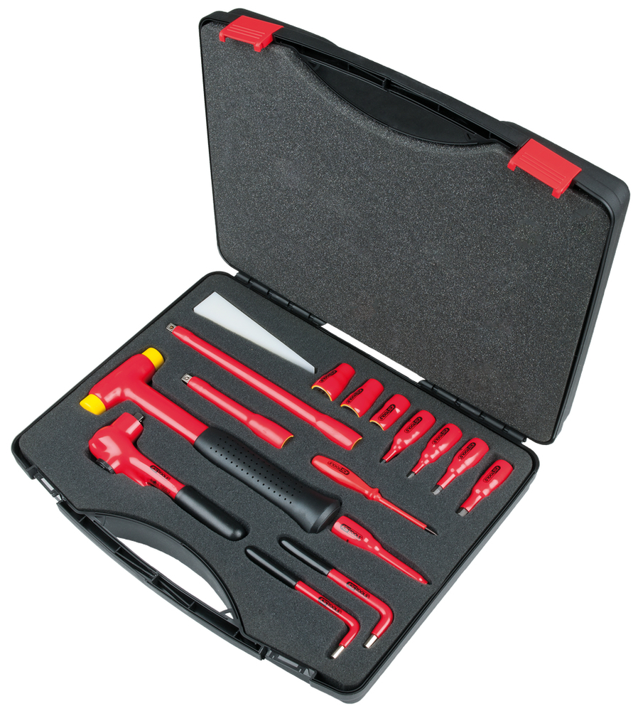 KS Tools 3/8" Steckschlüssel-Set, 1000 V, 16-teilig, mit Winkelstiftschlüsseln, Kunststoffkoffer - 2