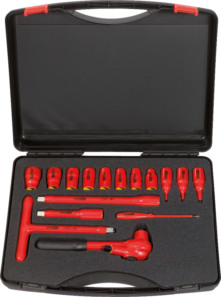 KS Tools 1/2" Steckschlüssel-Set, 1000 V, 10 - 24 mm, 16-teilig, Kunststoffkoffer, Tauchisolierung - 2