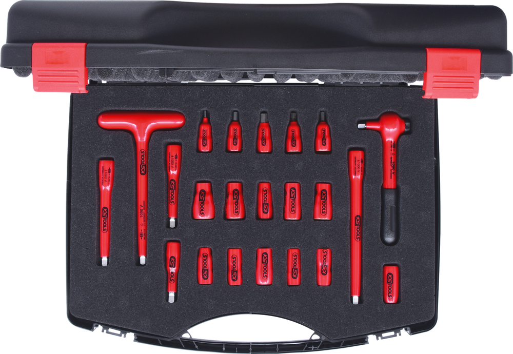 KS Tools 1/4 doppenset, 1000 V, 22 stuks, met omkeerbare ratel, kunststof koffer - 5