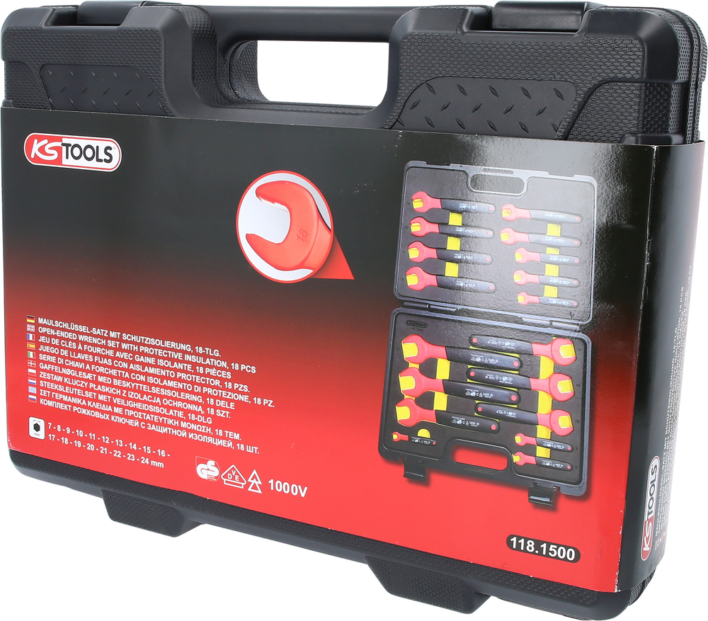 KS Tools villáskulcs készlet, 1000 V, 7-24 mm, 18 részes, műanyag kofferben, mártott védőszigetelés - 5