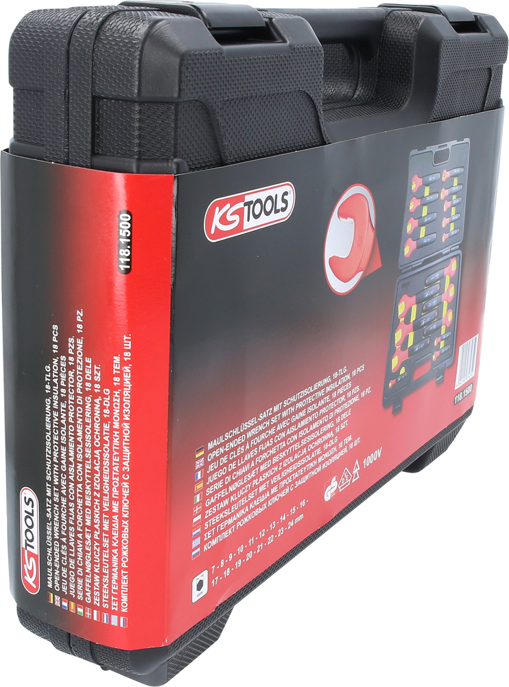 KS Tools villáskulcs készlet, 1000 V, 7-24 mm, 18 részes, műanyag kofferben, mártott védőszigetelés - 7