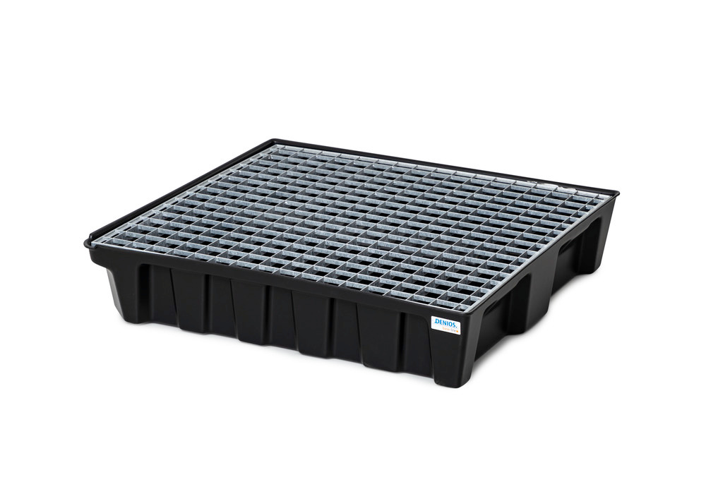 Spill tray for small containers base-line in polyethylene (PE) w drain and galvanised grid 70 litres - 2