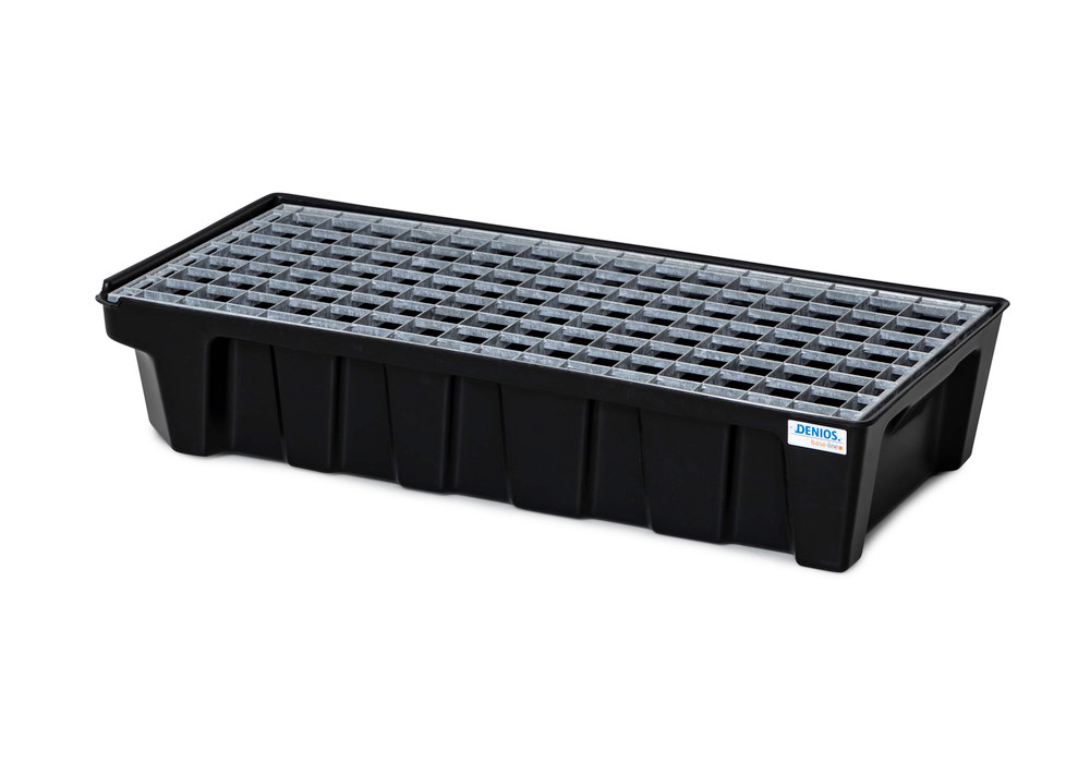 Spill tray for small containers base-line in polyethylene (PE) w drain and galvanised grid 30 litres - 2