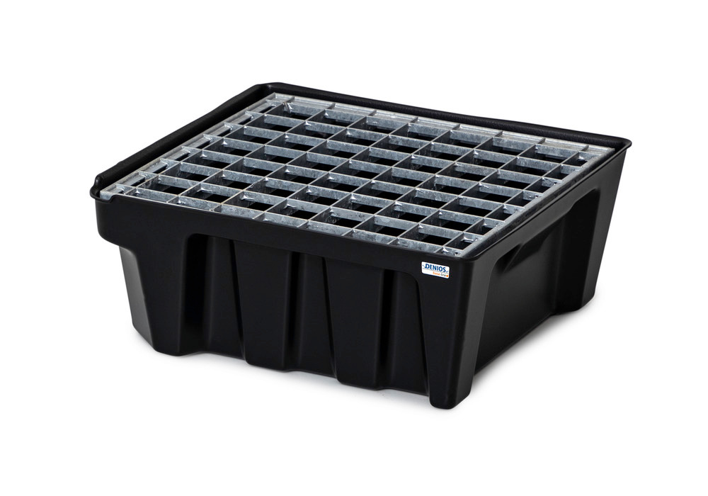 Spill tray for small containers base-line in polyethylene (PE) w drain and galvanised grid 14 litres - 2