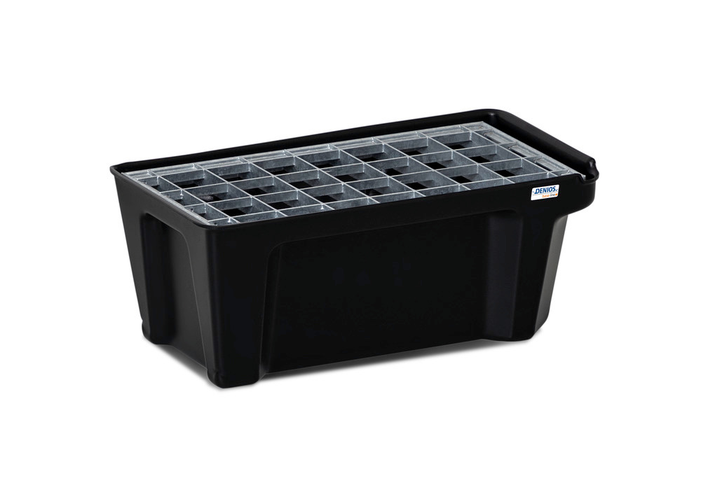 Spill tray for small containers base-line in polyethylene (PE) w drain and galvanised grid 5 litres - 2