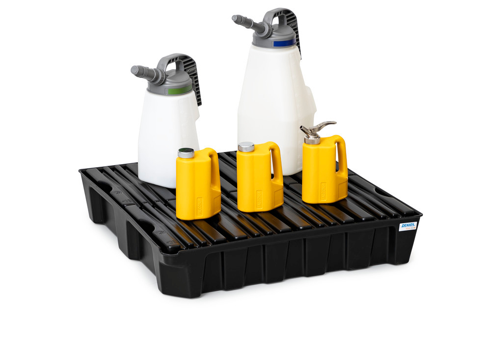 Spill tray for small containers base-line in polyethylene (PE), with drain and PE grid, 70 litres - 3