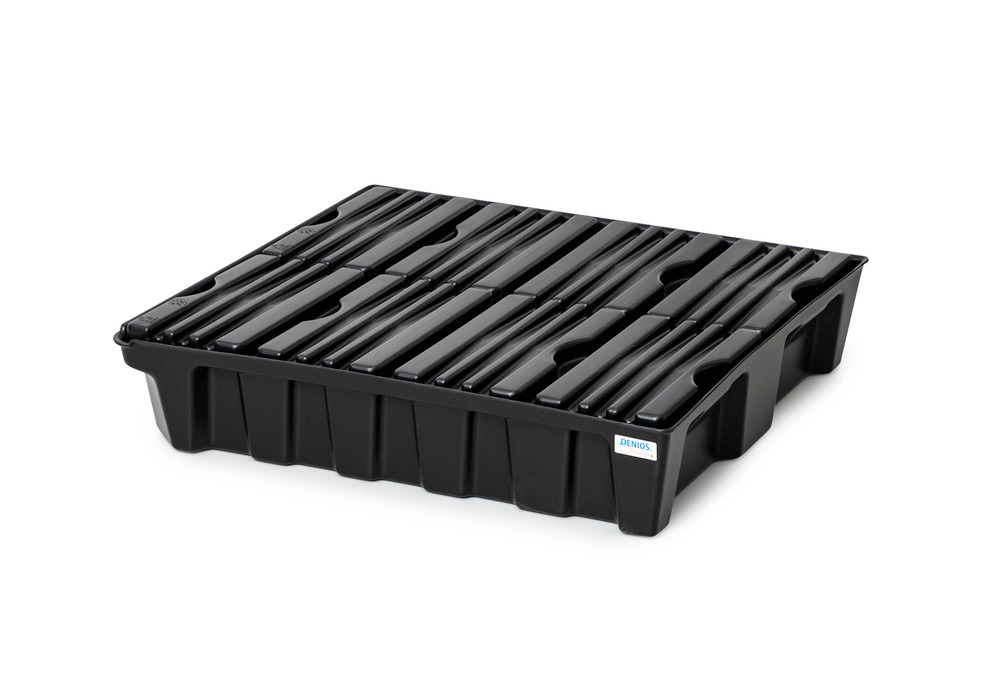 Spill tray for small containers base-line in polyethylene (PE), with drain and PE grid, 70 litres - 2