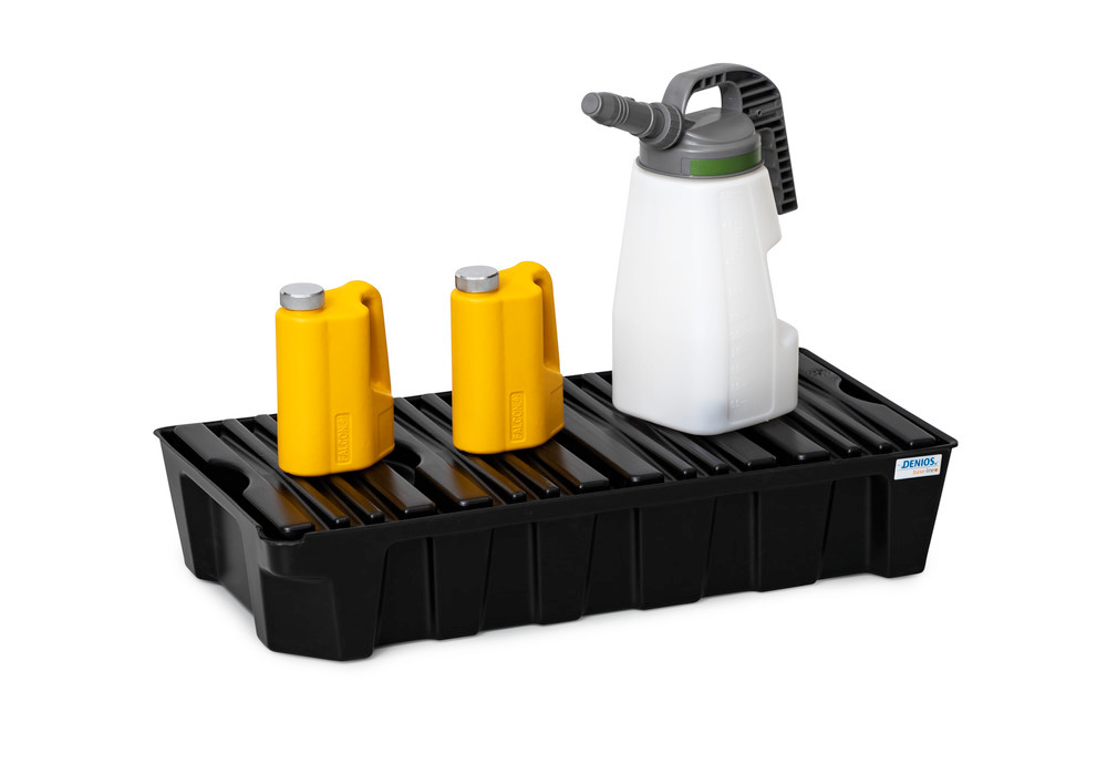 Spill tray for small containers base-line in polyethylene (PE), with drain and PE grid, 30 litres - 3