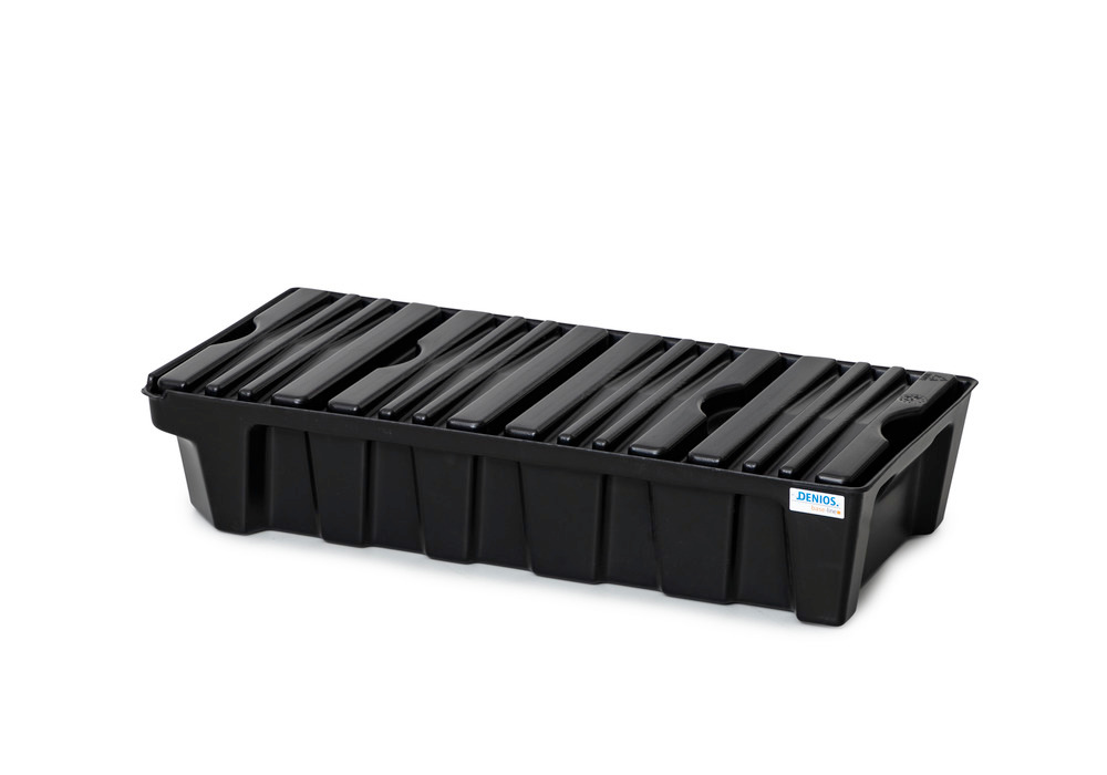 Spill tray for small containers base-line in polyethylene (PE), with drain and PE grid, 30 litres - 2
