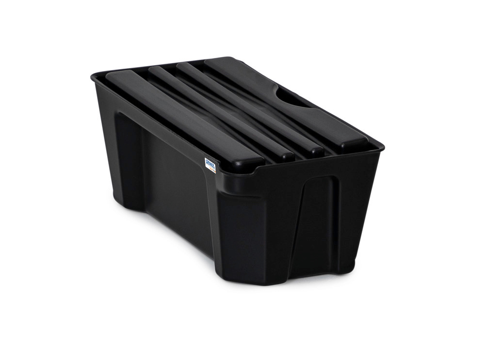 Spill tray for small containers base-line in polyethylene (PE), with drain and PE grid, 5 litres - 2