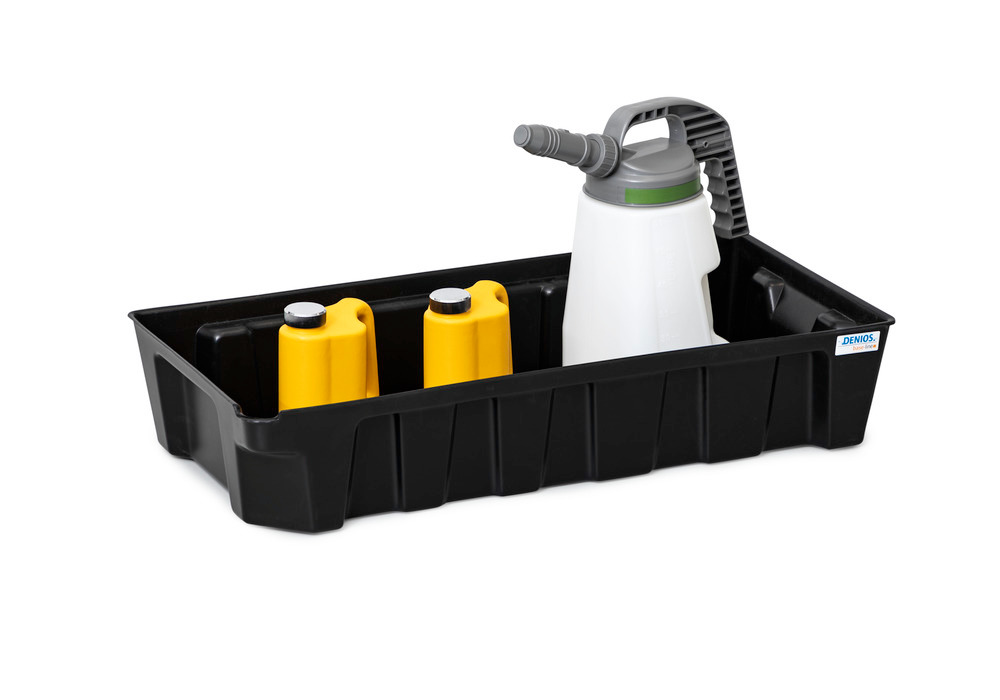 Spill tray for small containers base-line in polyethylene (PE), with drain, without grid, 30 litres - 3